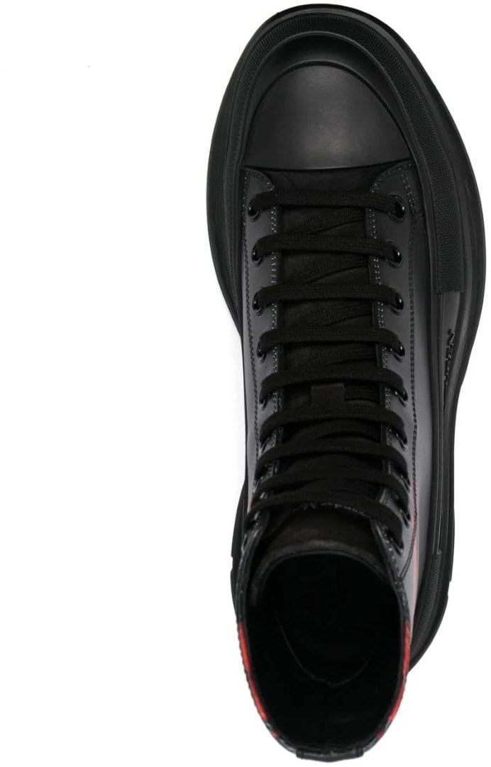 Alexander McQueen logo-debossed leather boots Zwart