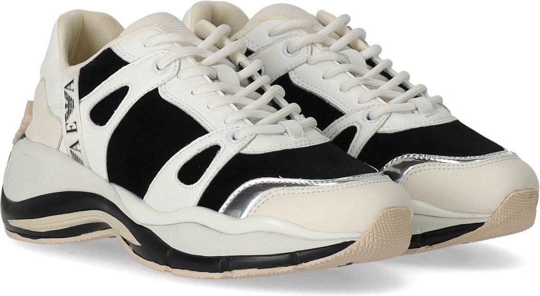 Emporio Armani White And Black Chunky Sneaker White Wit