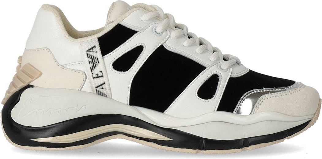 Emporio Armani White And Black Chunky Sneaker White Wit