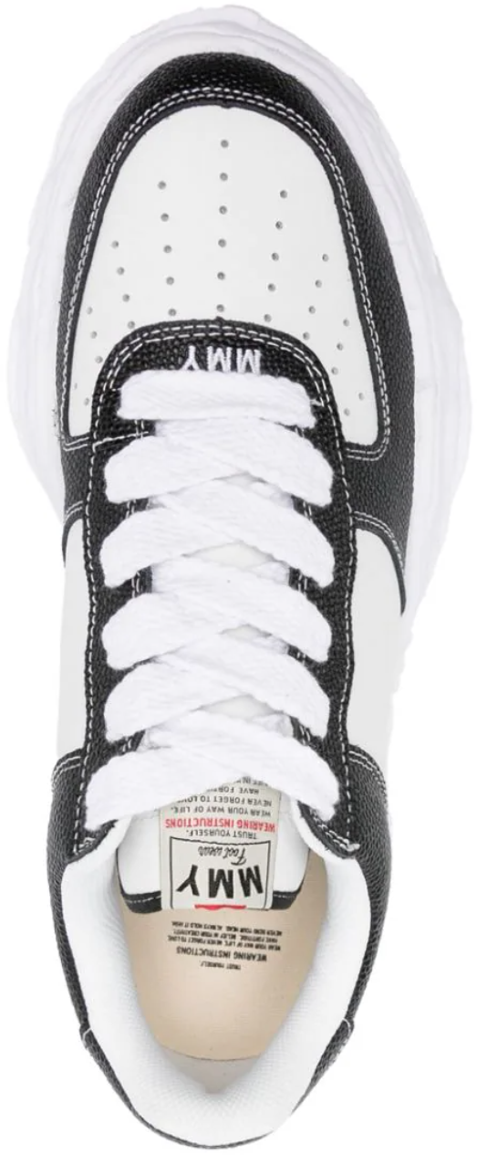 Maison Mihara Yasuhiro Wayne Low Original Sole Basket Leather Low Top Sneaker Black/white Wit