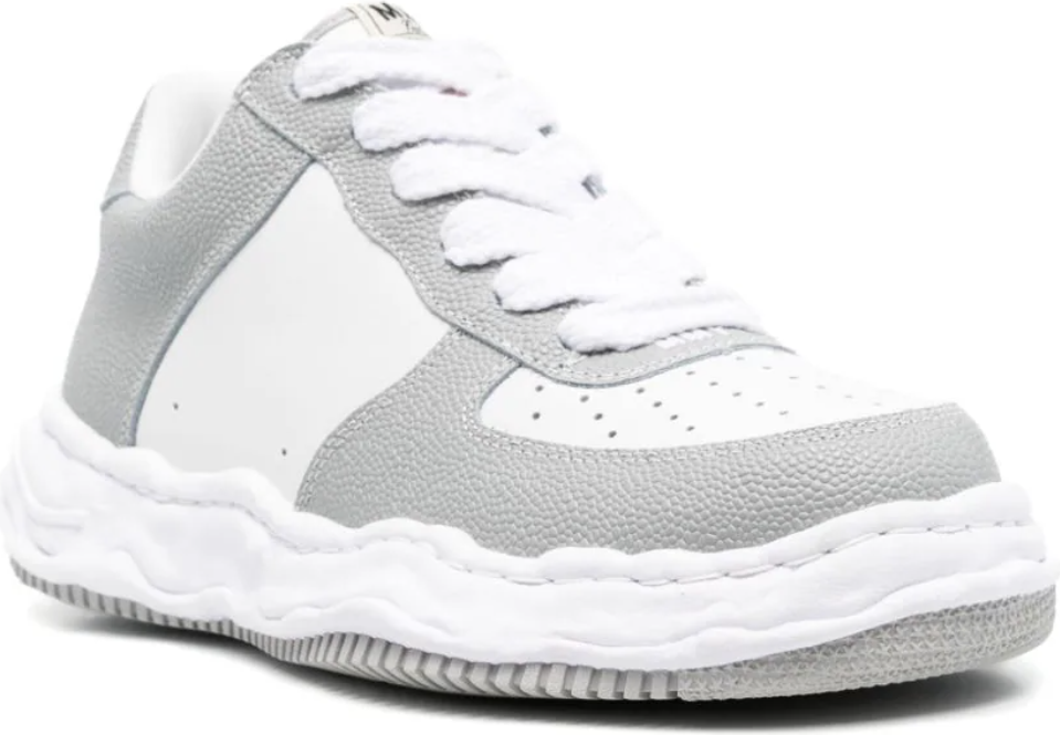 Maison Mihara Yasuhiro Wayne Low Original Sole Basket Leather Low Top Sneaker Grey/white Wit