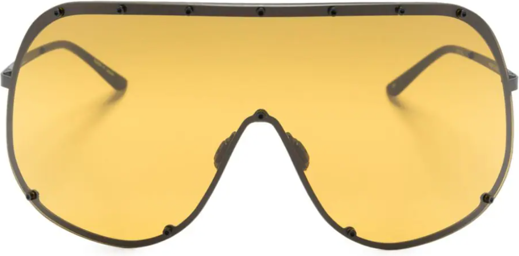 Rick Owens Sunglasses Shield Temple Breen Lense Geel