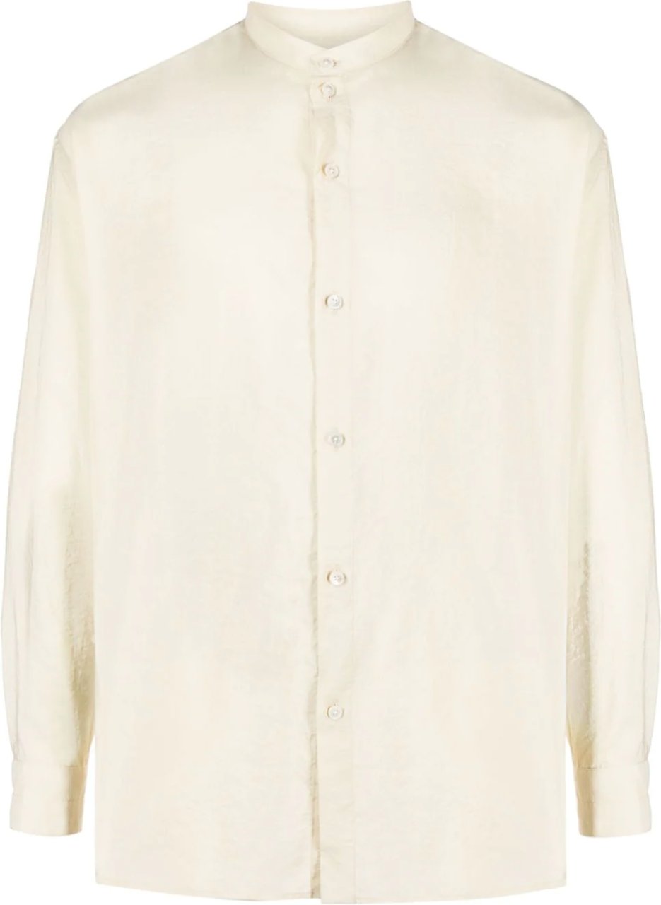 Lemaire Stand Collar Twisted Shirt Ecru White Wit
