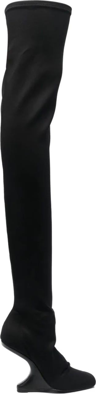 Rick Owens Cantilever 11 Thigh Knee Boot - Black Neo Zwart