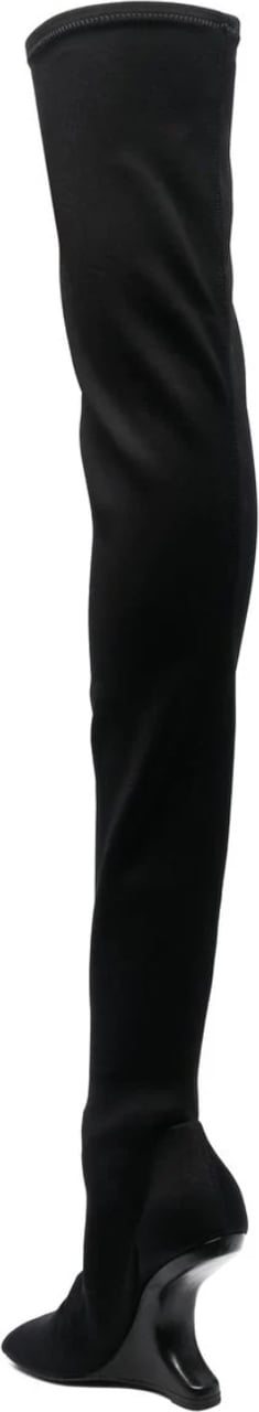 Rick Owens Cantilever 11 Thigh Knee Boot - Black Neo Zwart