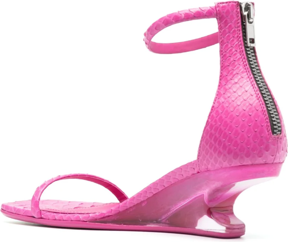 Rick Owens Sandali Hot Pink Fuchsia/clear Python Sandals Cantilever Beige
