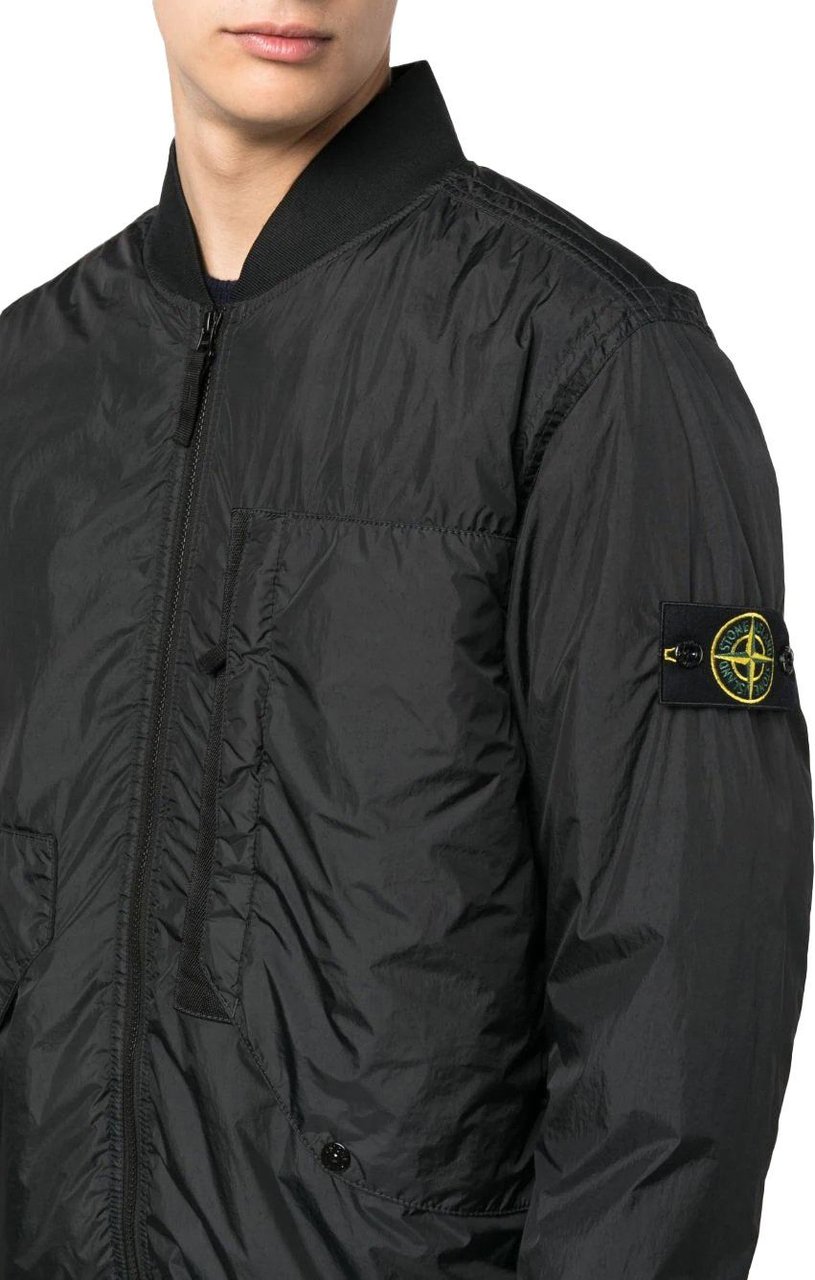 Stone Island Compass-patch zip-up bomber jacket Zwart