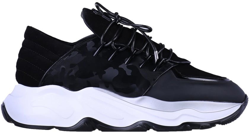 Benjamin Berner Phoenix Reflective Camouflage Matt Nappa Sneaker Zwart