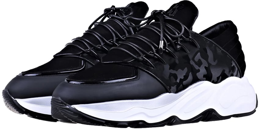 Benjamin Berner Phoenix Reflective Camouflage Matt Nappa Sneaker Zwart