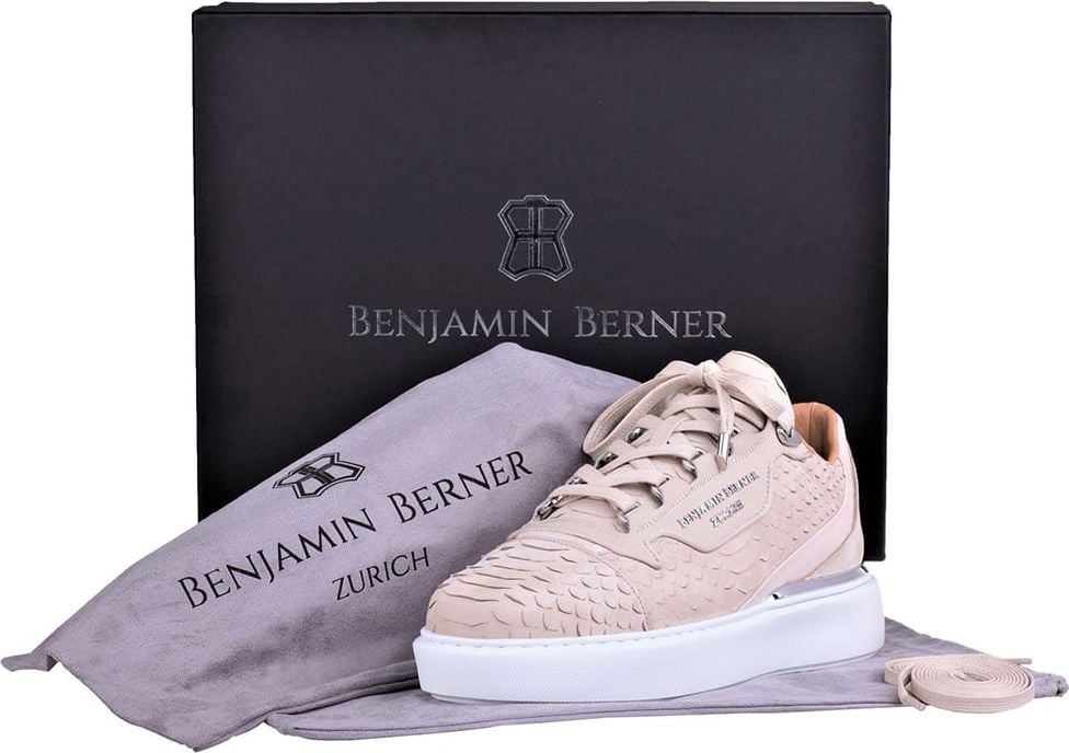 Benjamin Berner Raphael Low Top Python Cut-Matt Nappa Sneaker Wit
