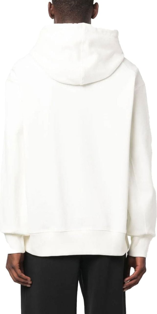 Y-3 logo-print organic cotton hoodie Wit