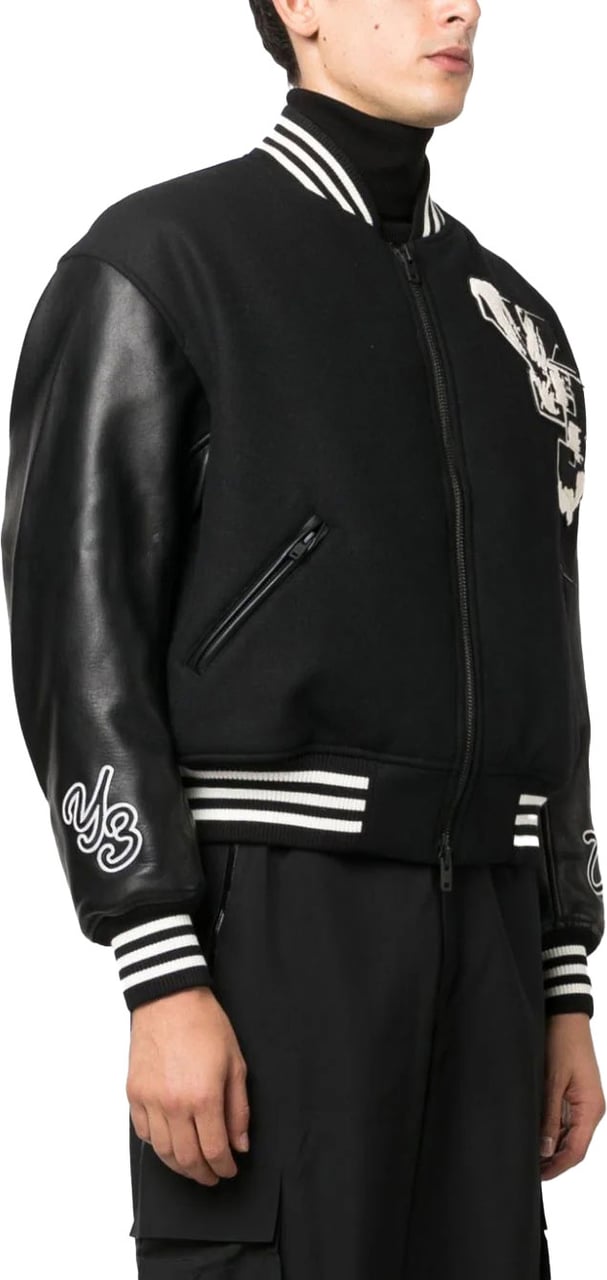 Y-3 Varsity zipped bomber jacket Zwart