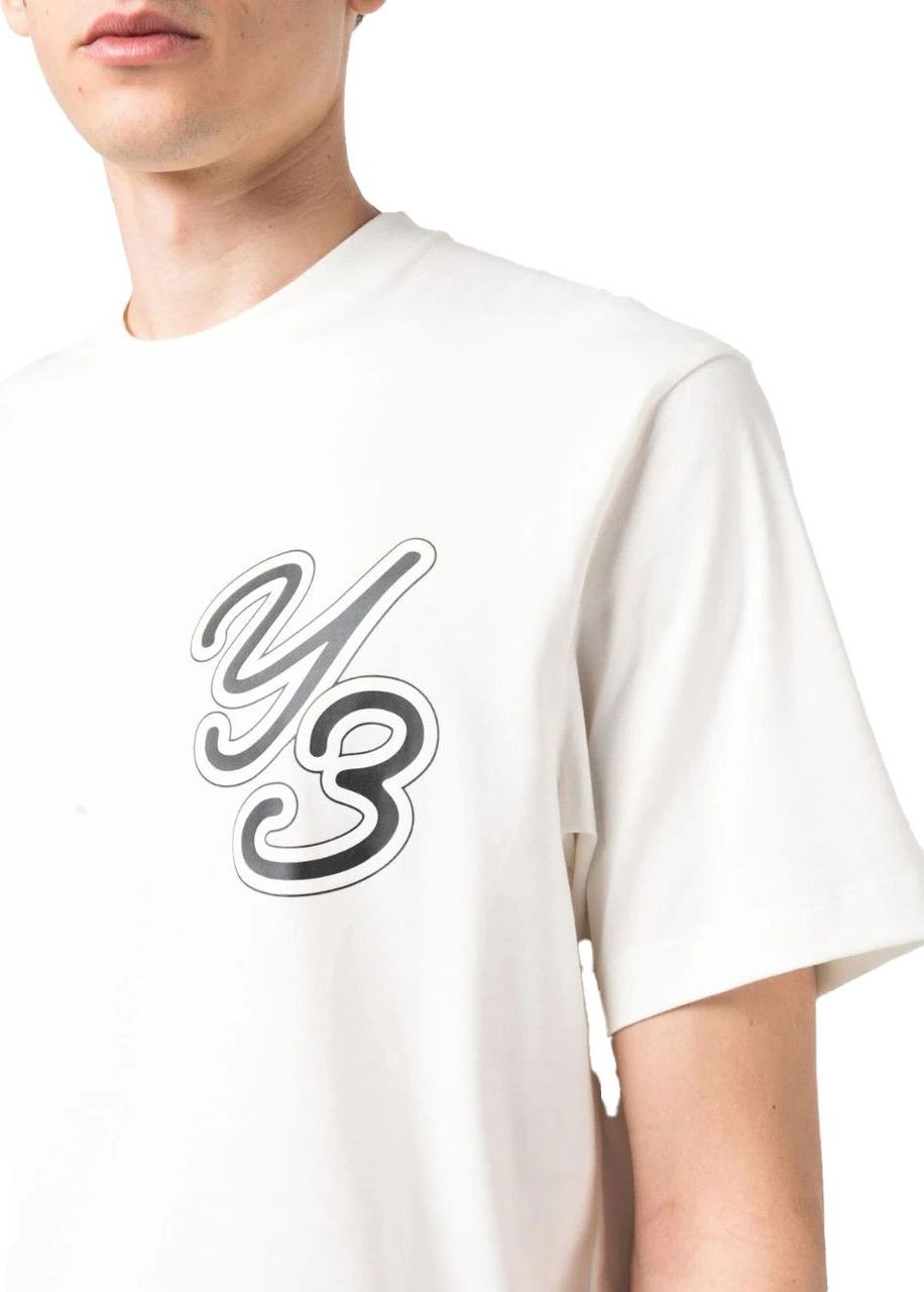 Y-3 logo-print cotton T-shirt Wit