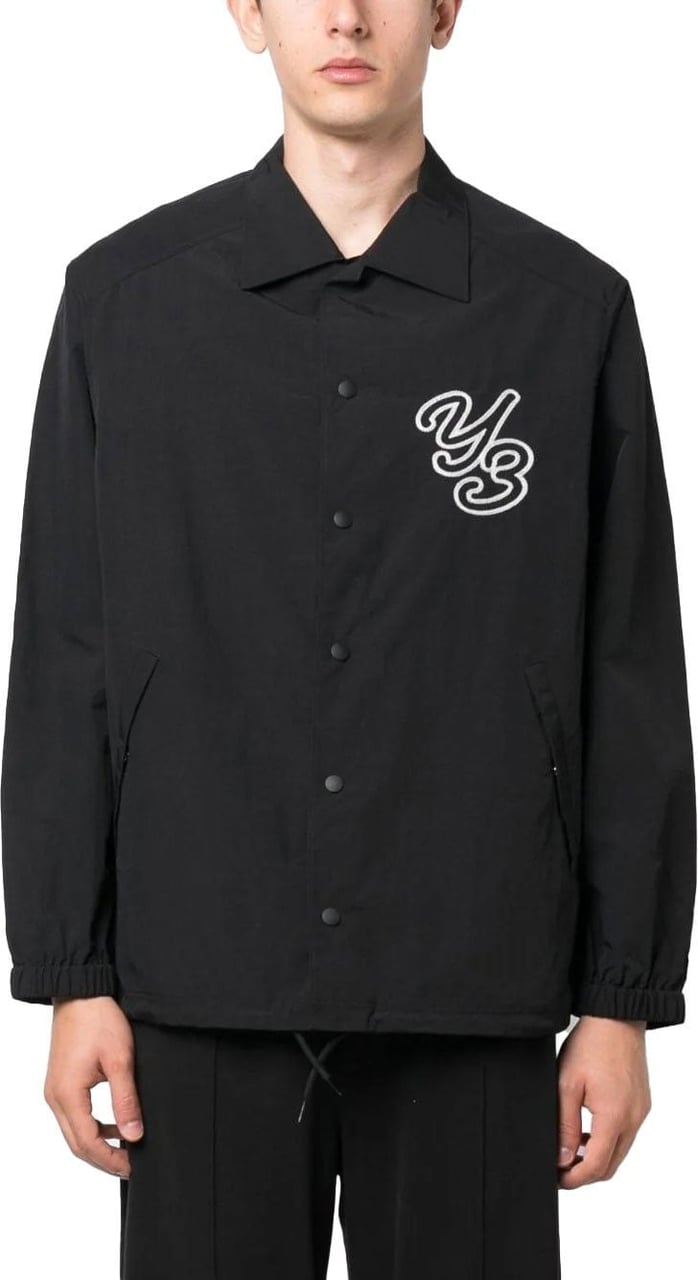 Y-3 logo-embroidered shirt jacket Zwart