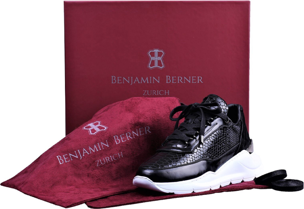 Benjamin Berner Python Brushed Hector Sneaker Zwart
