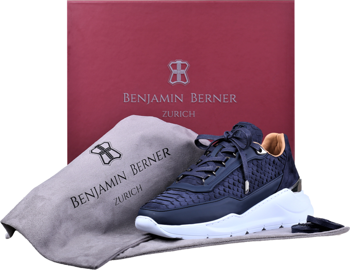 Benjamin Berner Python Cut Matt Nappa Hector Sneaker Blauw