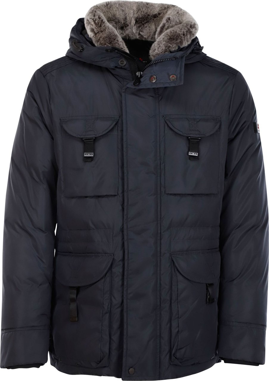 Peuterey Urban field jacket with fur collar Blauw