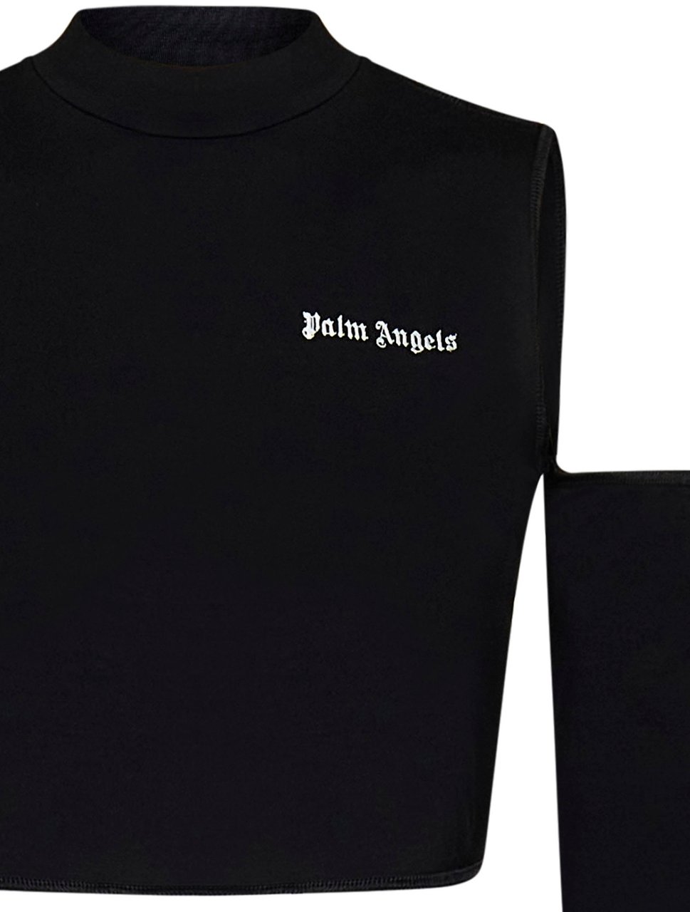Palm Angels Logo Cutout Mock Neck Top Zwart