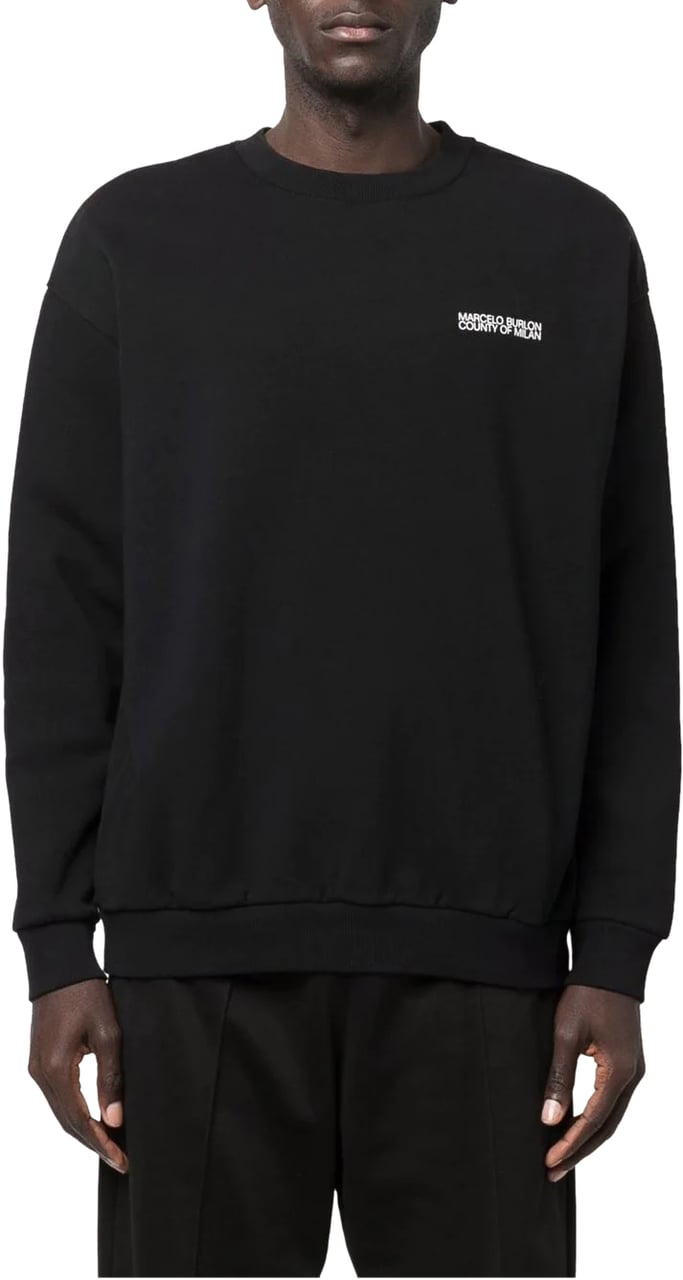 Marcelo Burlon tempera cross over crewneck black Zwart