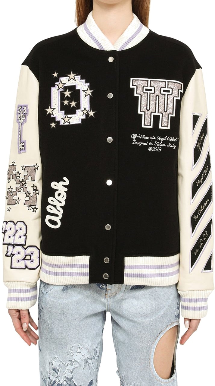 OFF-WHITE Wool Bomber Jacket Zwart