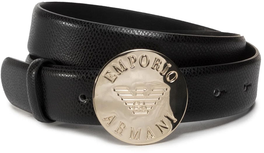 Emporio Armani Logo Buckle Belt Zwart