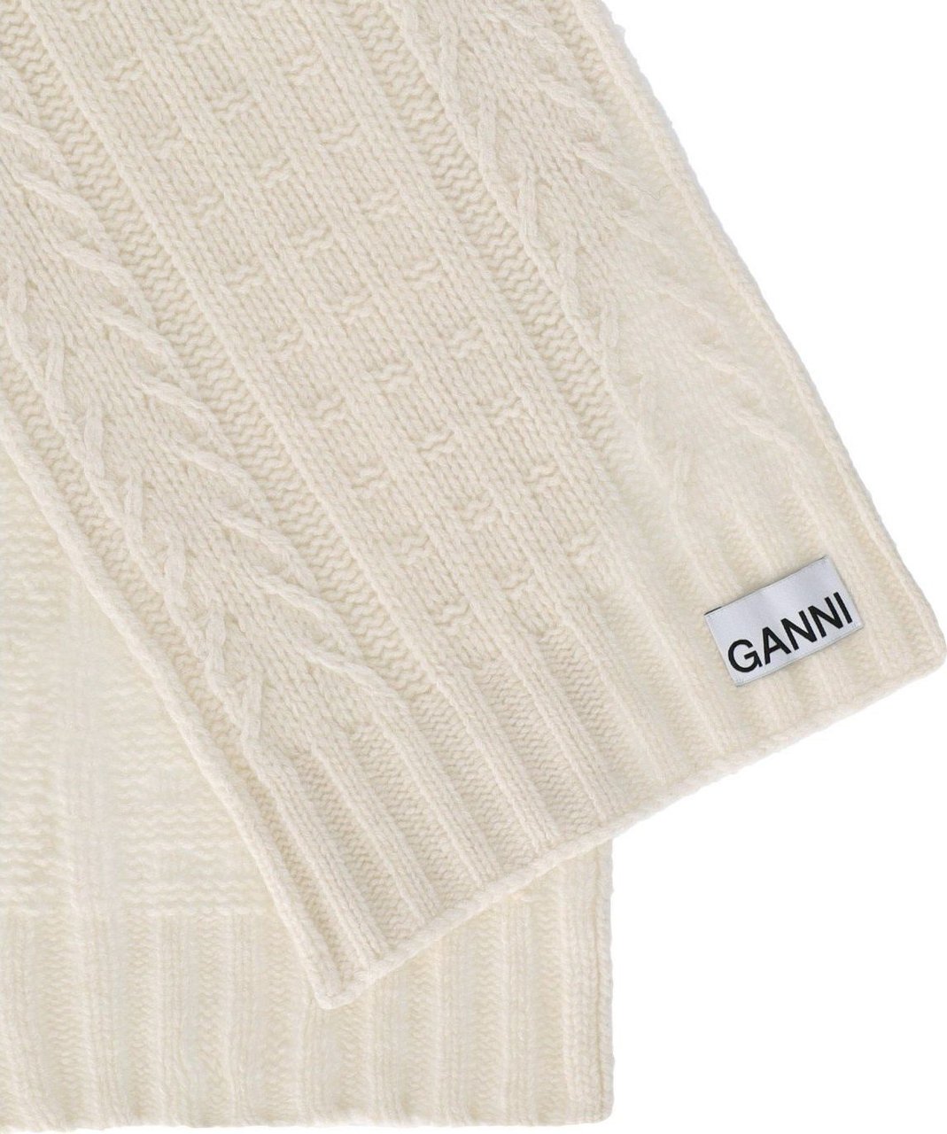 Ganni Egret White Cable Scarf White Wit