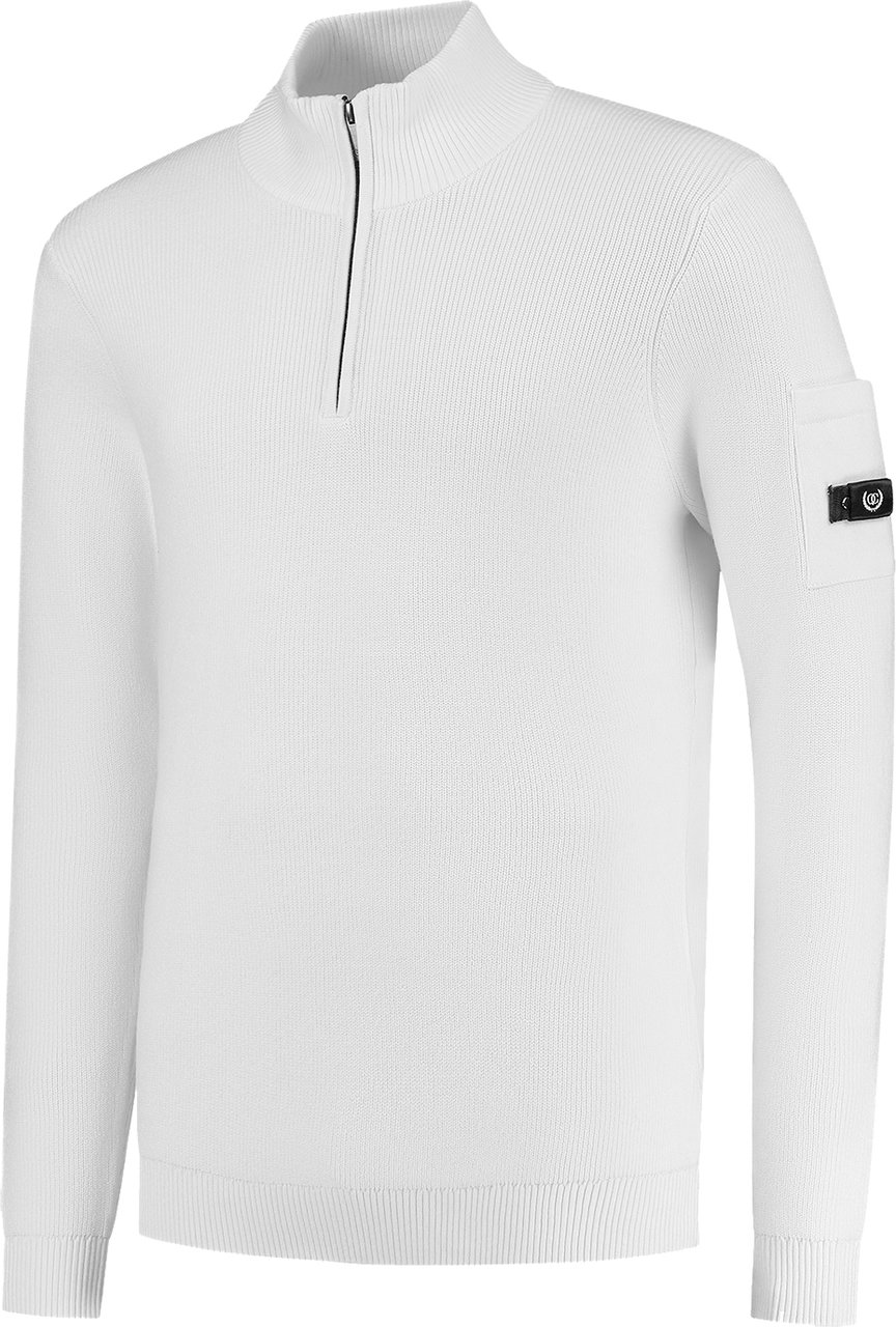 Quotrell D'azur Knitted Halfzip | Ecru Beige