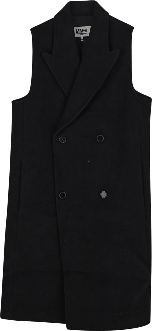 MM6 Maison Margiela Wool Sleeveless Coat Zwart