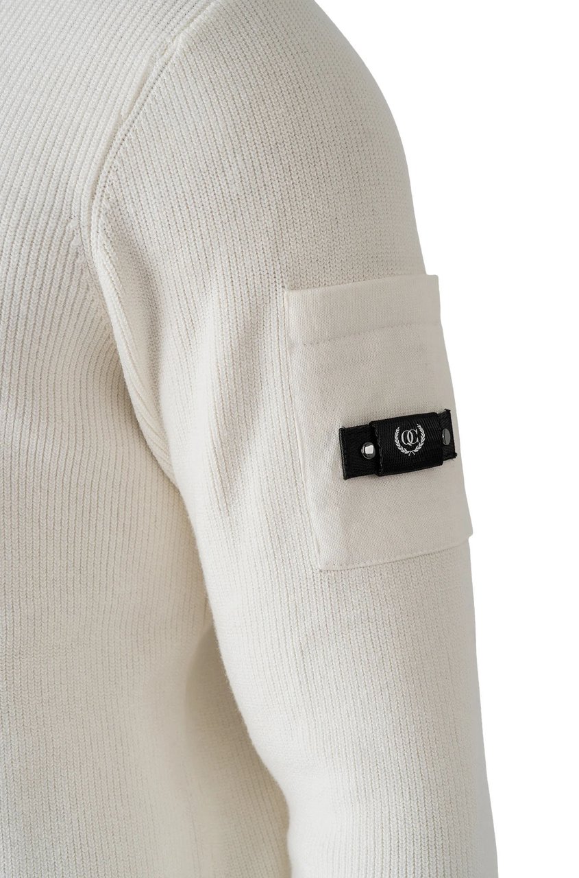 Quotrell D'azur Knitted Halfzip | Ecru Beige