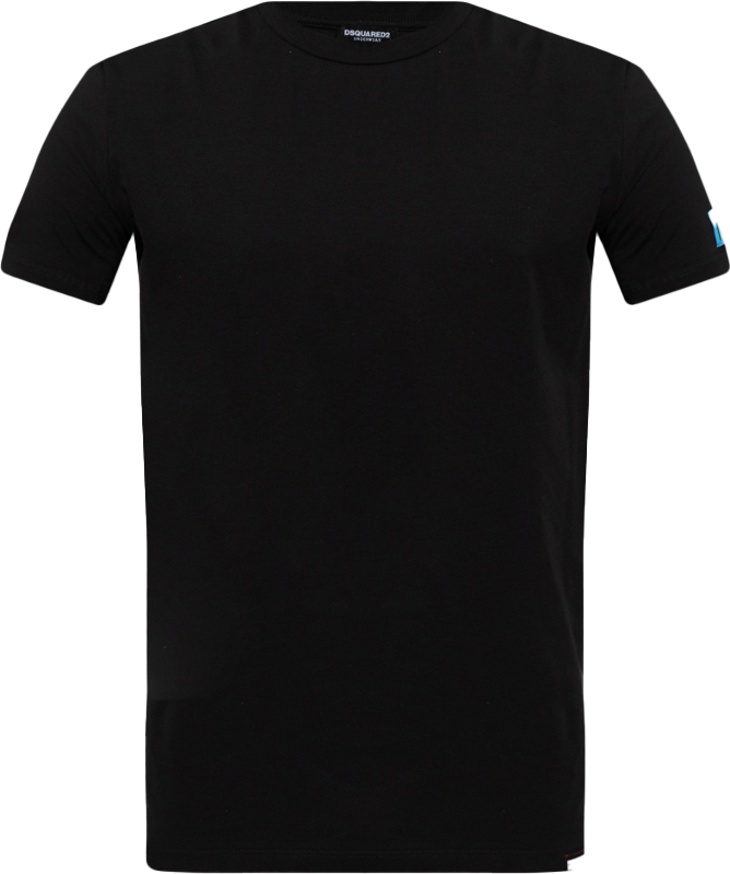 Dsquared2 Dsquared2 Round Neck T-Shirt Black With Blue Logo Patch ICON Divers