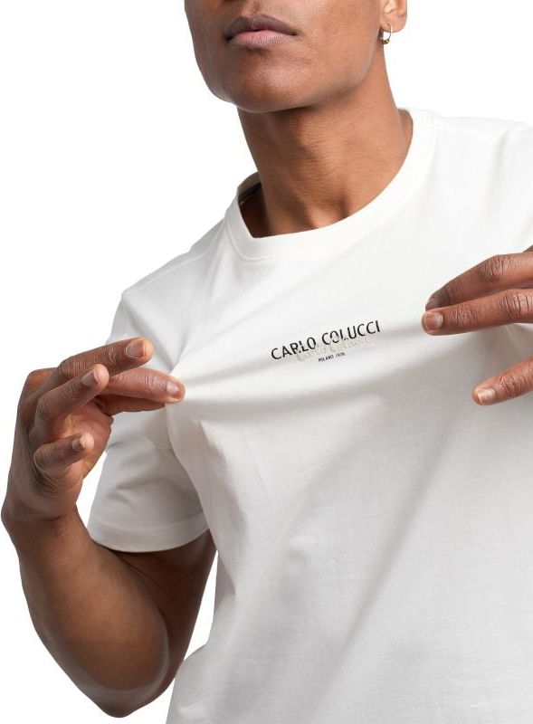 Carlo Colucci C2776 59 Basic T-Shirt Heren Wit Wit