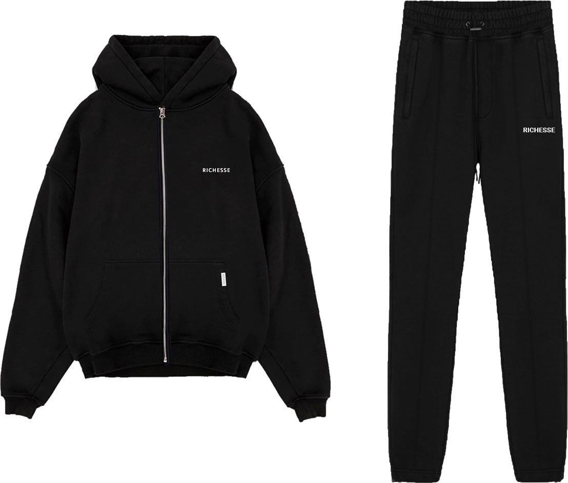 Richesse Zipper Hoodie Tracksuit Zwart Zwart