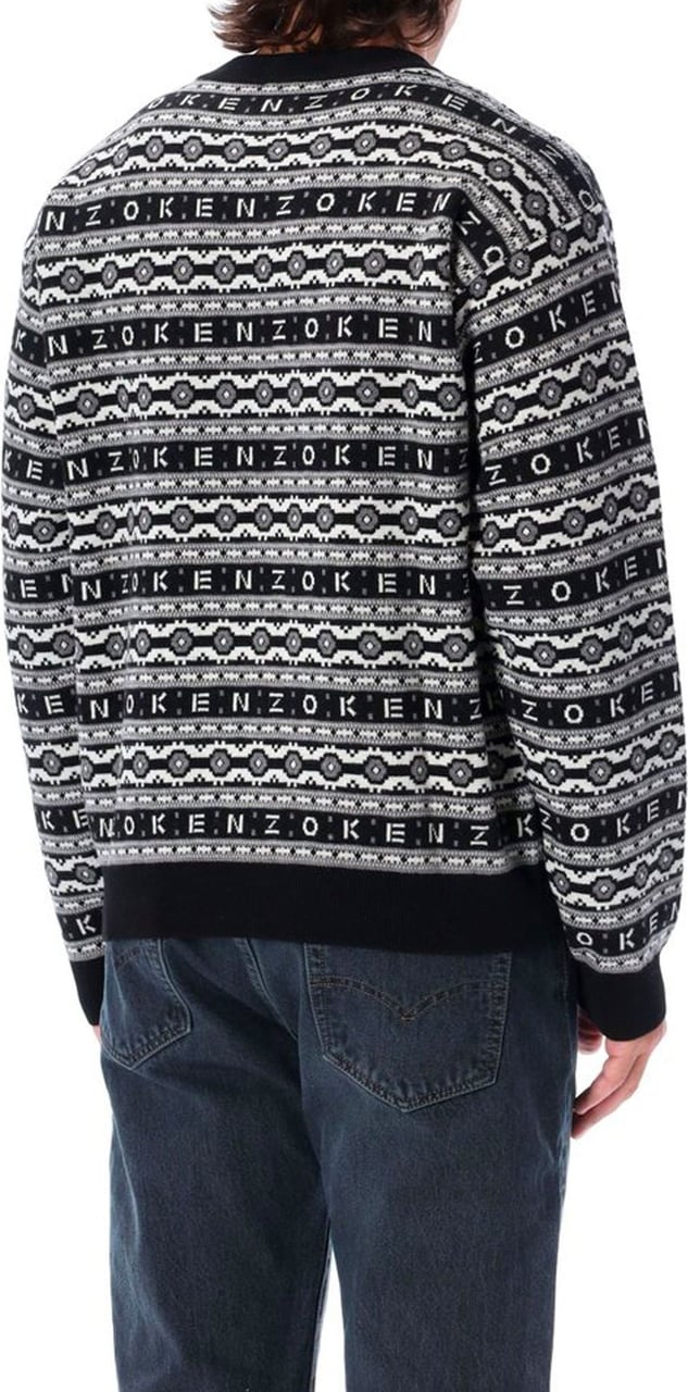 Kenzo logo-jacquard wool sweater Zwart