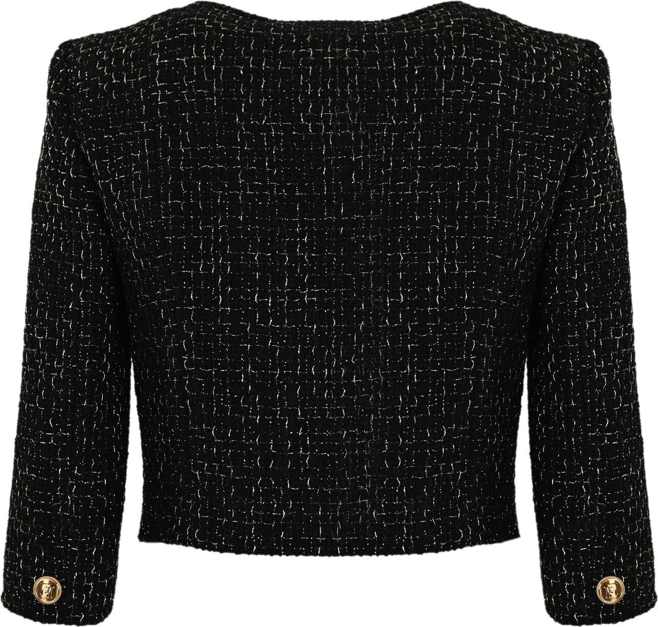 Elisabetta Franchi Black Tweed Short Jacket Black Zwart