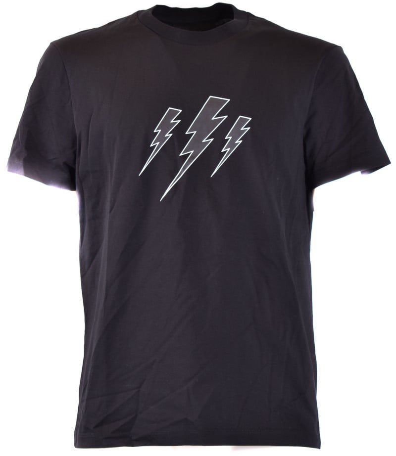 Tシャツ・カットソー NEIL BARRETT Men T Shirts PBJT149 U531C 01 Black Neil Barrett Men's Street Nox T-Shirt - Black/Red - S | Coggles