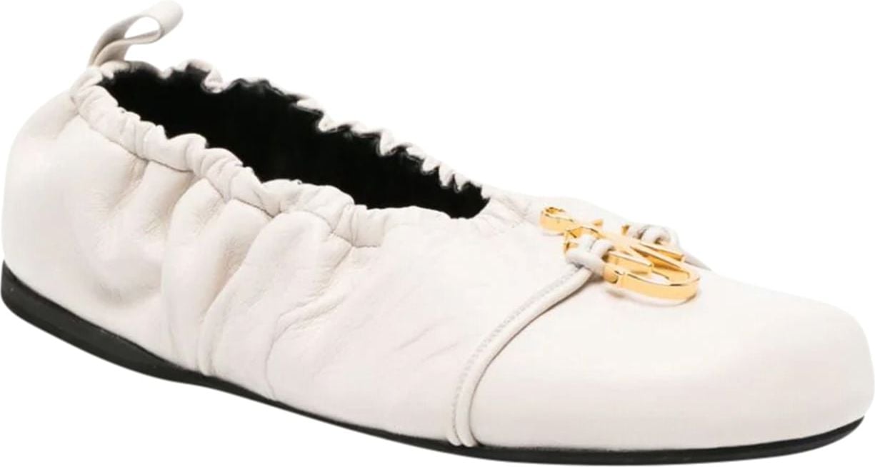 J.W. Anderson logo-plaque ruched ballerina shoes Neutraal