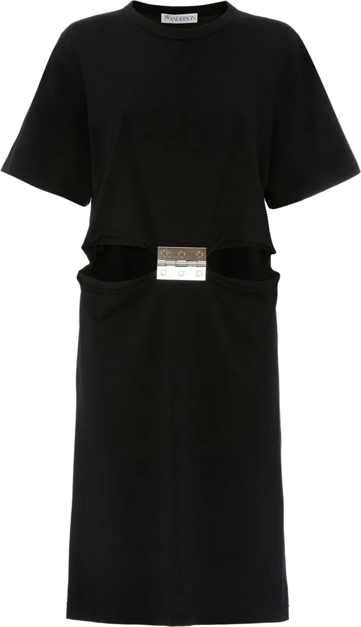 J.W. Anderson hinge-embellished T-shirt midi dres Zwart