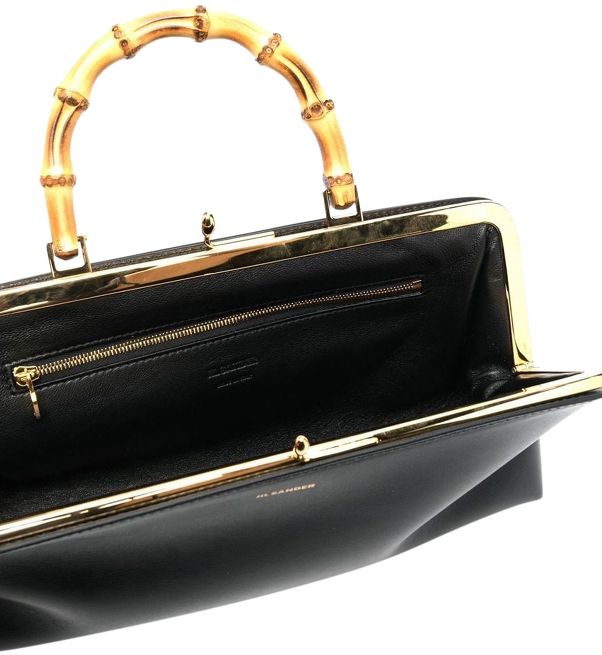 Jil Sander Goji bamboo-handle leather bag Zwart