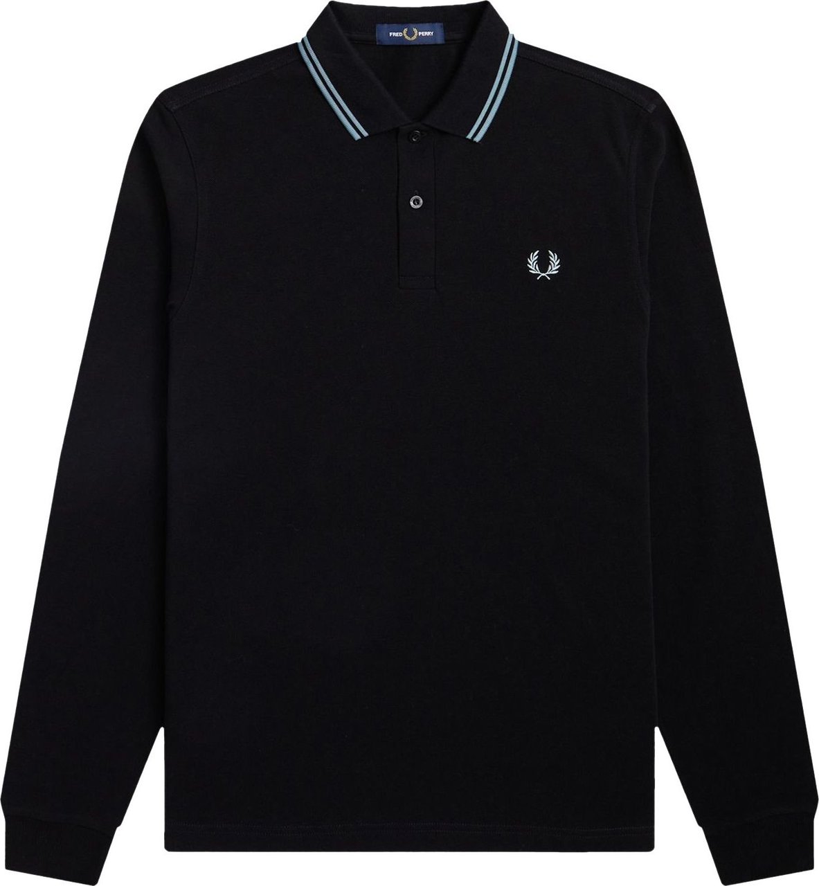 Fred Perry Fred Perry LS Twin Tipped Shirt Black/Silver/Blue Zwart