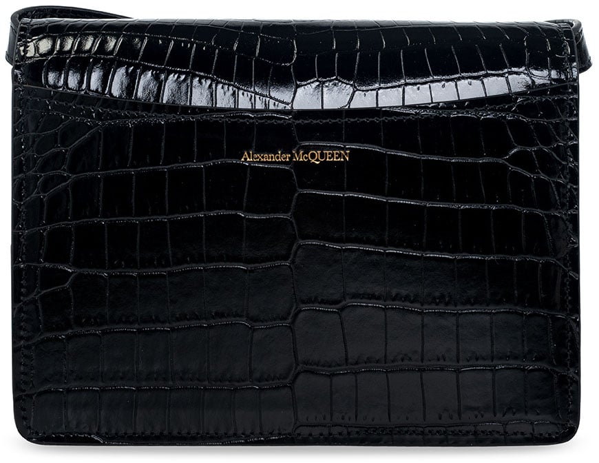 Alexander McQueen The Four Ring Crossbody Bag Zwart