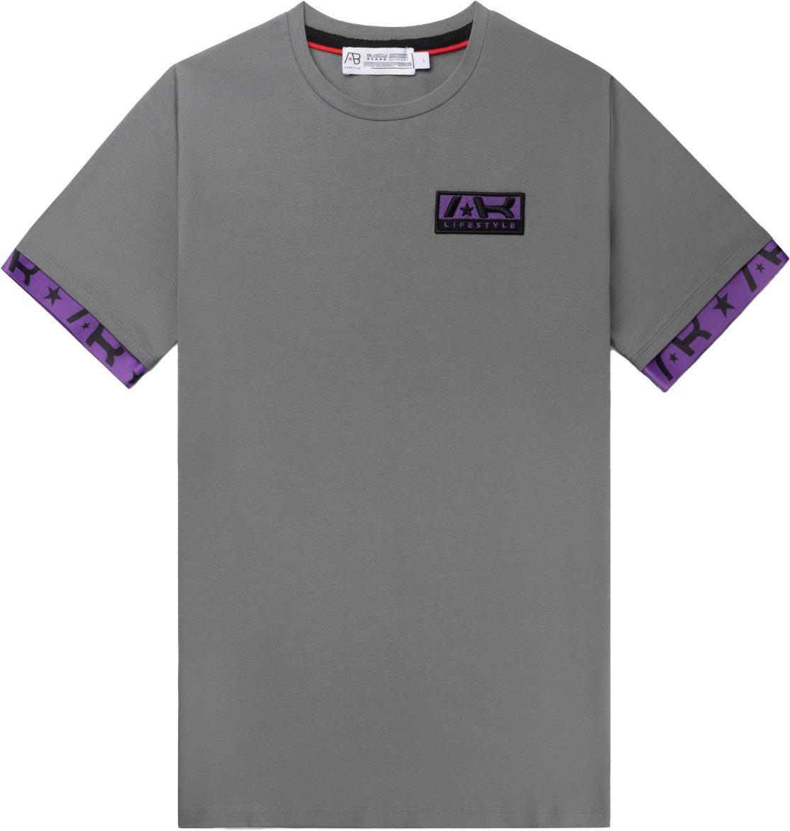 AB Lifestyle Neon Flag Tee Dark Grey/Purple Grijs