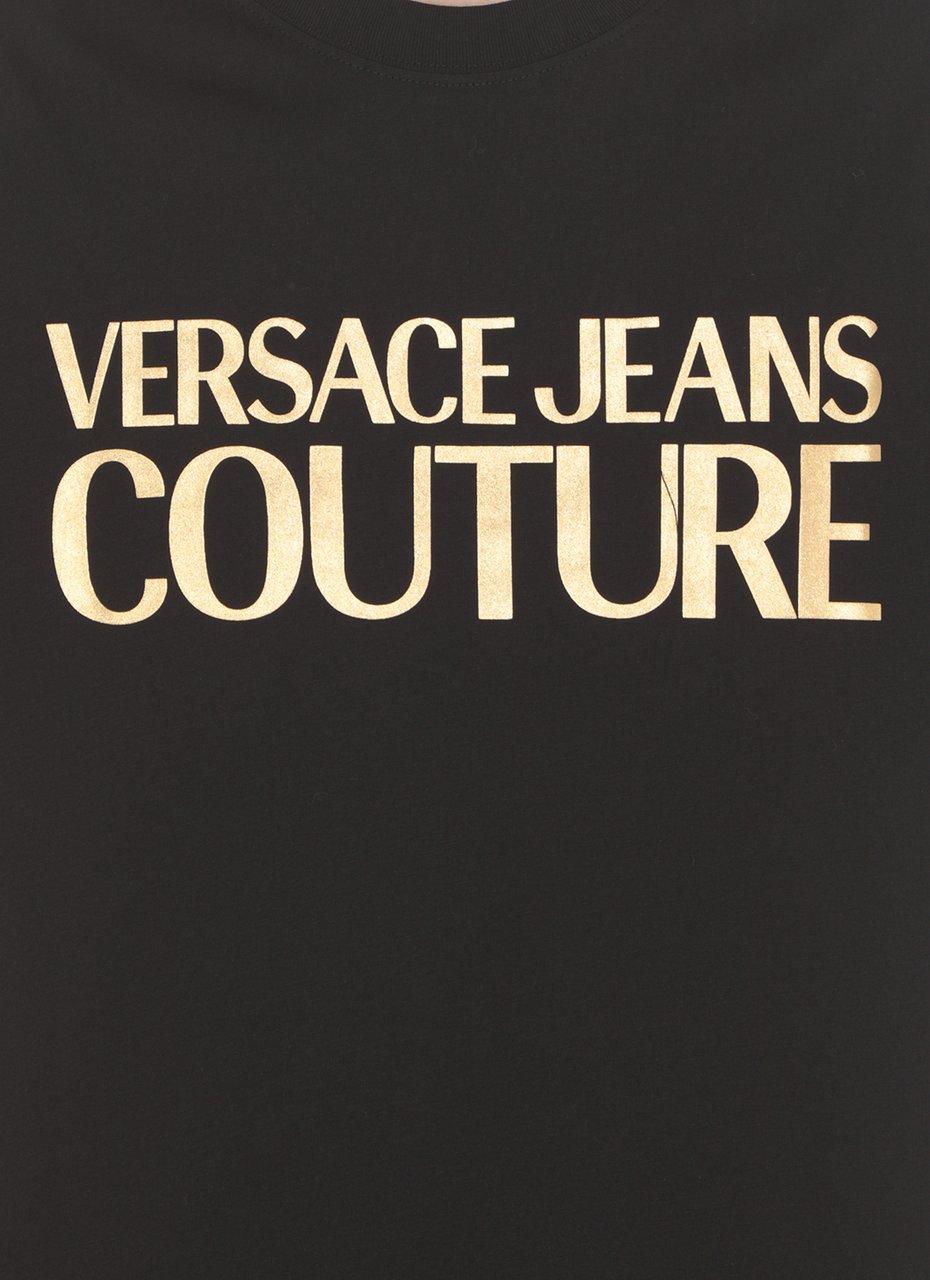 Versace Jeans Couture Metallised Logo Print T-Shirt Zwart