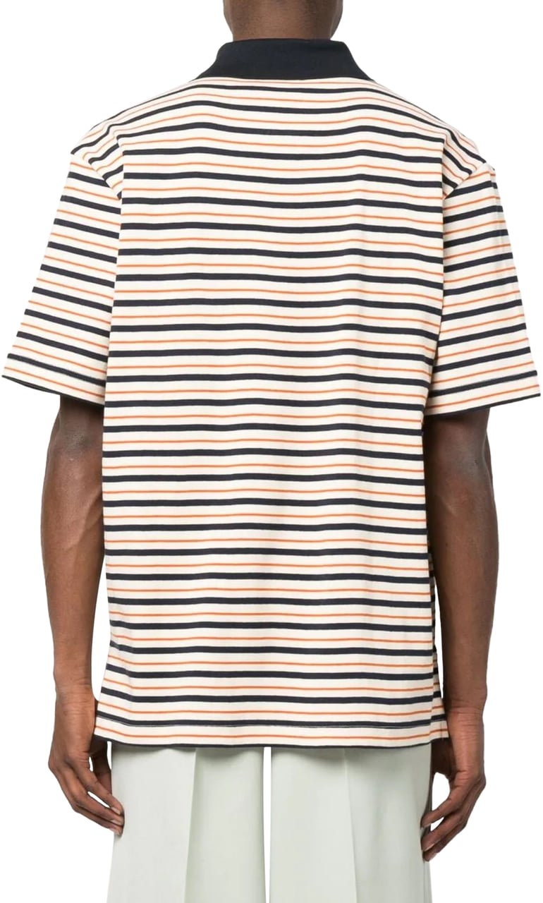 Lanvin Logo Embroidered Striped Polo Shirt Divers