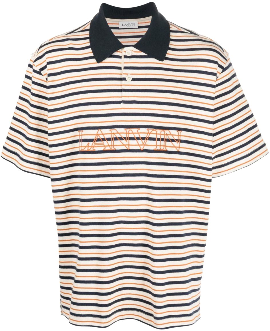 Lanvin Logo Embroidered Striped Polo Shirt Divers