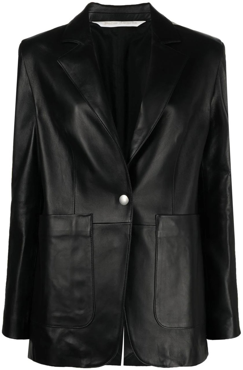 Palm Angels Leather Track Blazer Zwart