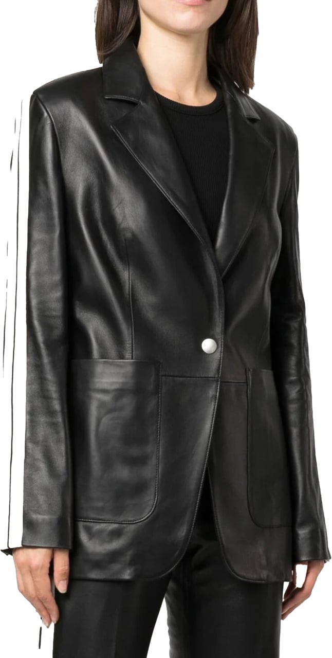 Palm Angels Leather Track Blazer Zwart