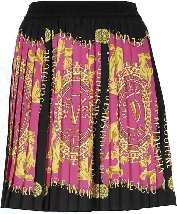 Versace Jeans Couture Foulard Print Pleated Skirt Roze
