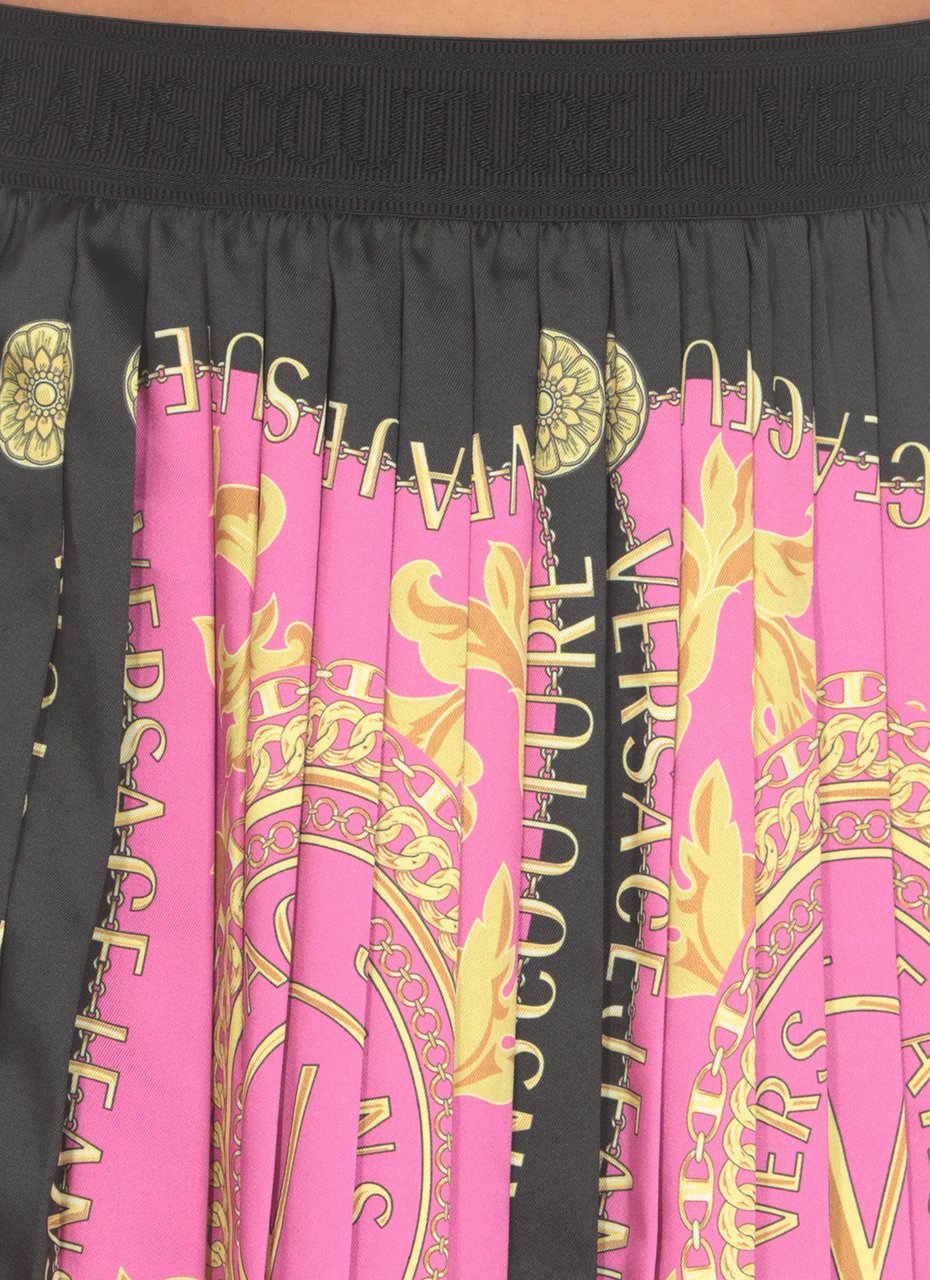 Versace Jeans Couture Foulard Print Pleated Skirt Roze