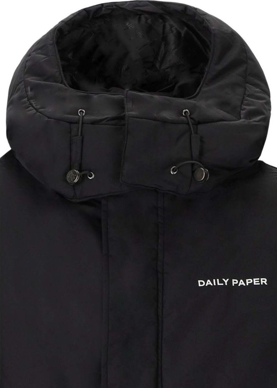 Daily Paper Ruraz Black Hooded Puffer Jacket Black Zwart