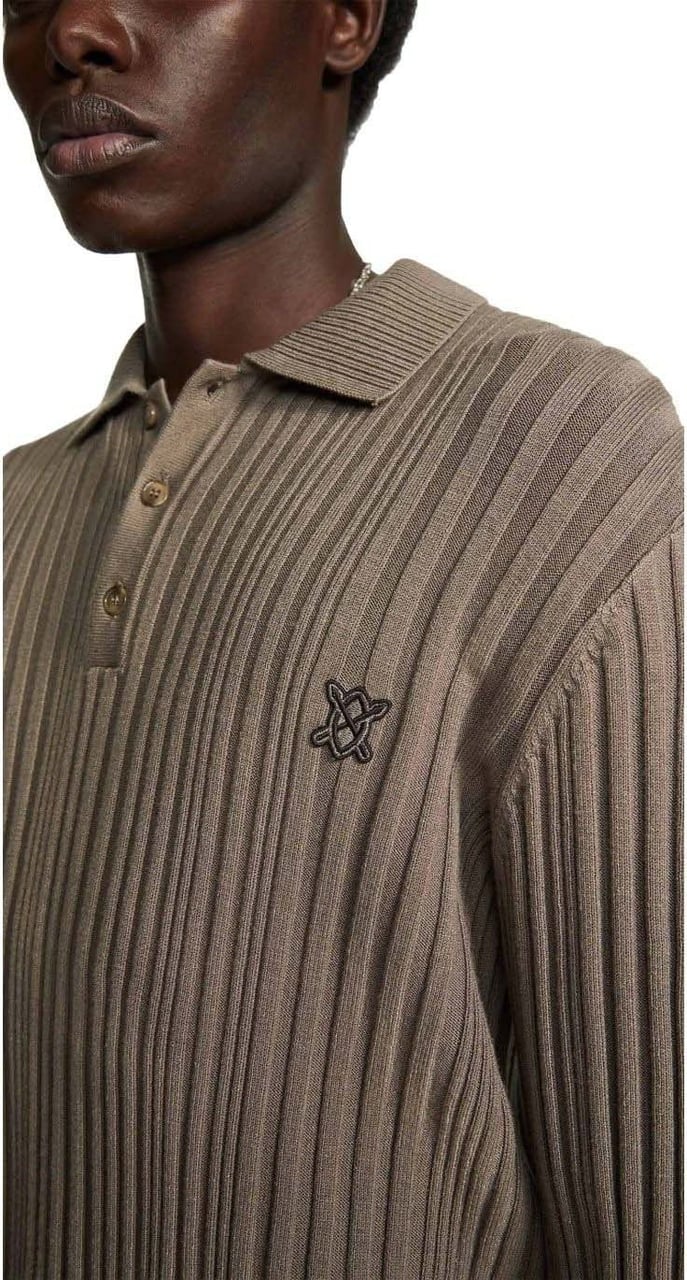 Daily Paper Rashiem Brown Long Sleeve Poloshirt Beige Beige